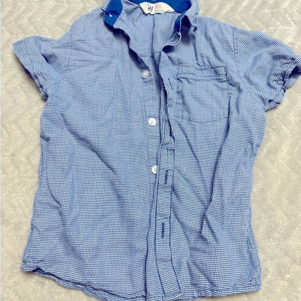 Boys 4/5T Blue Checkered Short Sleeve Shirt